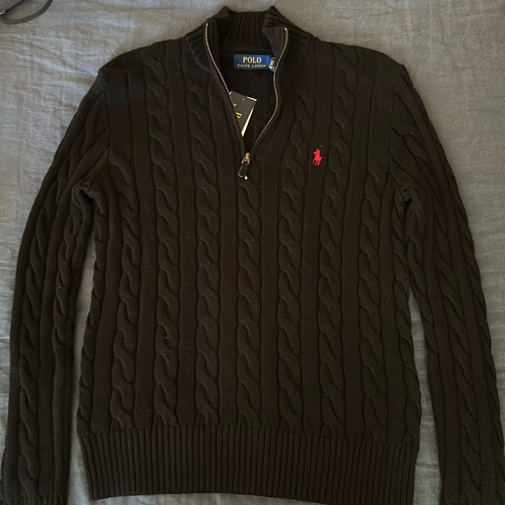 Ralph Lauren Black Cable Knit Sweater